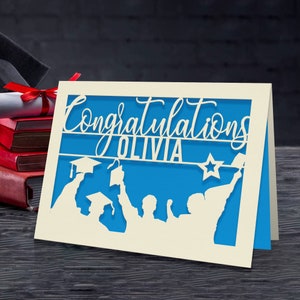 Personalized Graduation Cards for Graduates Students Friends Congratulation Laser Paper Cut Class of 2025 Greeting Card With Envelope