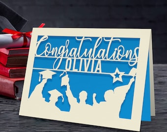 Personalized Graduation Cards for Graduates Students Friends Congratulation Laser Paper Cut Class of 2025 Greeting Card With Envelope