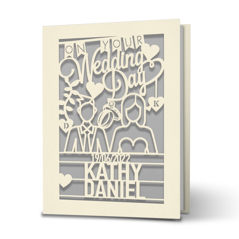 Personalized Wedding Card Custom Wedding Gift With Names And Date Engraved Congratulations Wedding Day for Newlyweds Gray