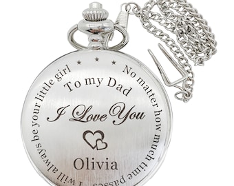 Personalized Pocket Watch | Engraved Watch | Custom Gift for Dad Daddy Father Stepfather Wedding Grandad Grandpa Fathers Day Gift with Box