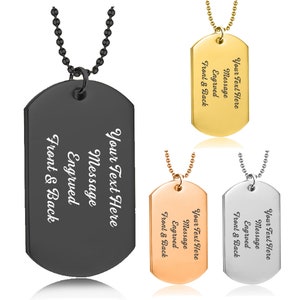 Personalized Dog Tags for Men Dog Tags Necklace Customized Engraving Mens Necklace with Chain Army Tags Identity Necklaces Gift