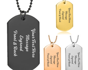 Personalized Dog Tags for Men Dog Tags Necklace Customized Engraving Mens Necklace with Chain Army Tags Identity Necklaces Gift