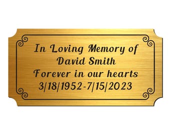 Engraved Name Plate Personalized Memorial Plaques for Urns Solid Metal Plate 2x4in Name Label Plaques with Adhesive Backing