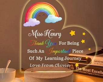 Custom Thank You Night Light Gifts Personalized Teacher Appreciation Gifts UV Print Teacher Gifts with Any Text 7 Colors Night Lamp