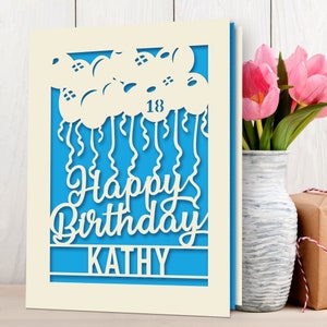 Personalized Happy Birthday Card Paper Cut Happy Birthday Card for Him Her Women Girl Boy Men Custom Gift 16th 18th 21st 30th 40th Birthday