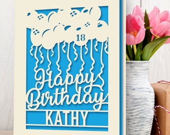 Personalized Happy Birthday Card Paper Cut Happy Birthday Card for Him Her Women Girl Boy Men Custom Gift 16th 18th 21st 30th 40th Birthday