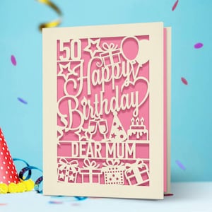 Personalised Birthday Card Laser Paper Cut 30th 40th 50th Greeting Cards Happy Birthday Age Card Any Name Any Age Personalised Birthday Gift