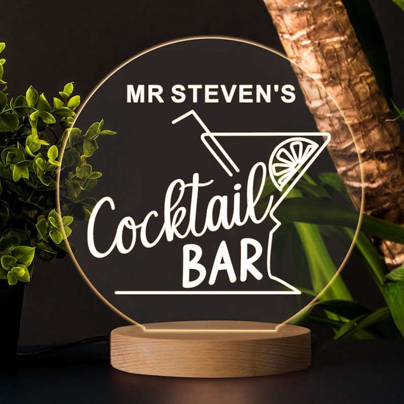 Personalized Home Bar LED Desk Table Lamp Night Light Custom Etsy