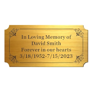 Engraved Name Plate Personalized Memorial Plaques for Urns Solid Metal Plate 2x4in Name Label Plaques with Adhesive Backing