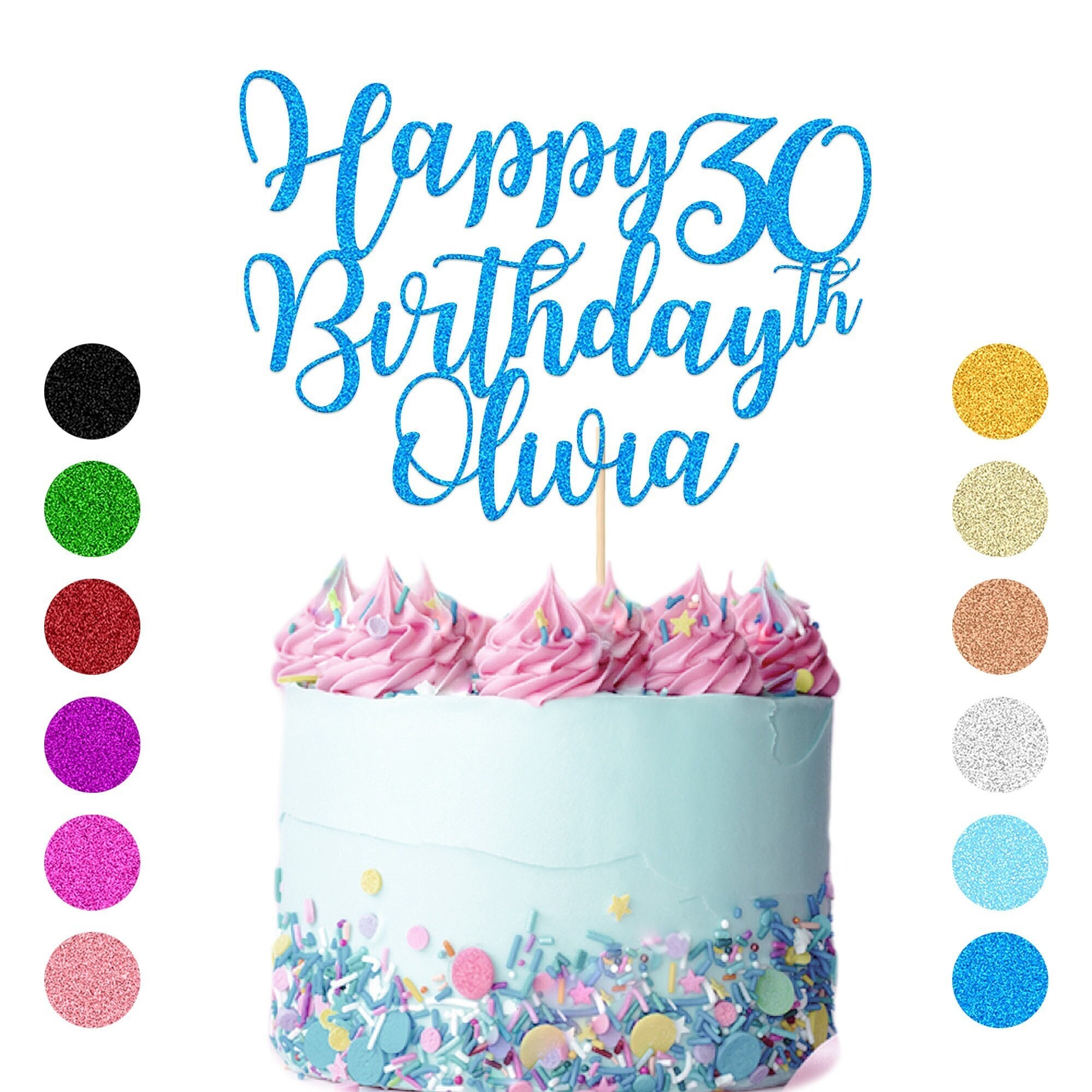 Personalised Happy Birthday Cake Topper – Custom Name & Age 16th 18th 21st 30th 50th 60th