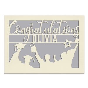 Personalized Graduation Cards for Graduates Students Friends Congratulation Laser Paper Cut Class of 2024 Greeting Card With Envelope Gray