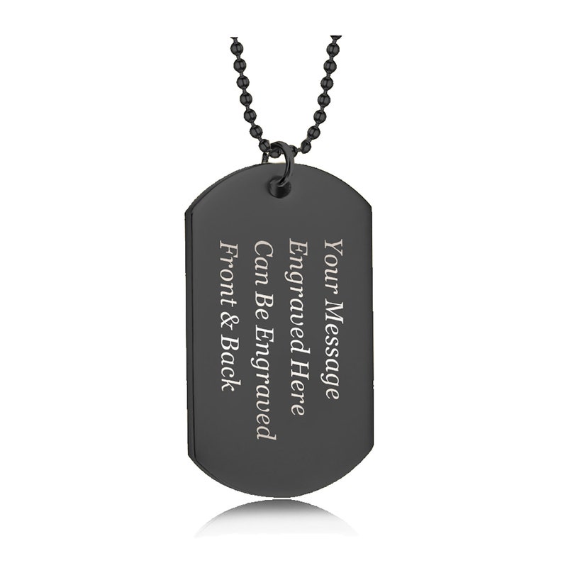 Personalized Engraved Dog Tag Necklace Army Card Identity Necklace Gift for him, boyfriend,husband,dad Birthday, Anniversary Christmas gift Black