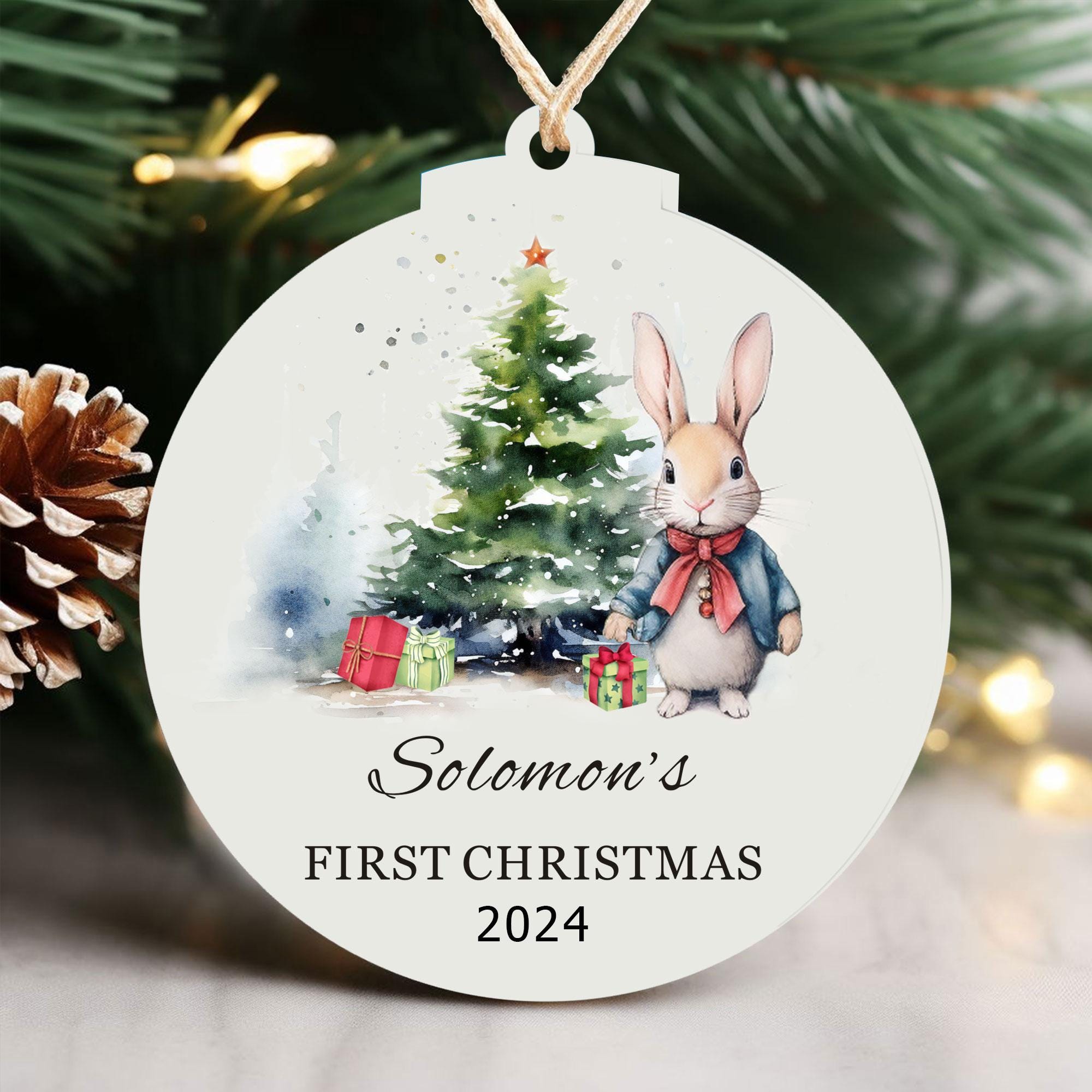 Personalized Babys first Christmas Ornaments Bauble Acrylic 1st Christmas Baubles Xmas Tree Decorations with Any Name Acrylic Hanging