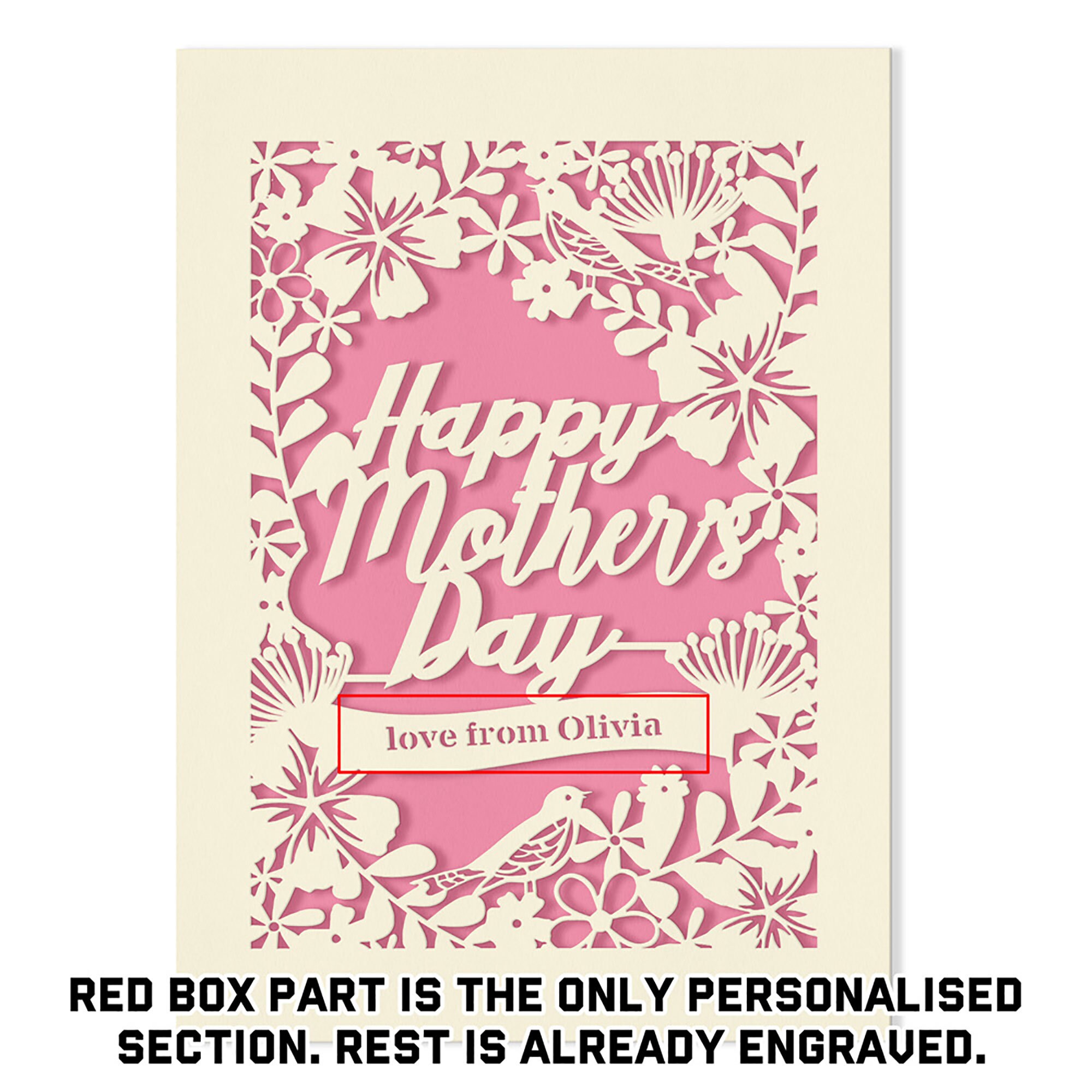 Personalized Mother's Day Card Custom Mothers Day Gift for Mum Her ...