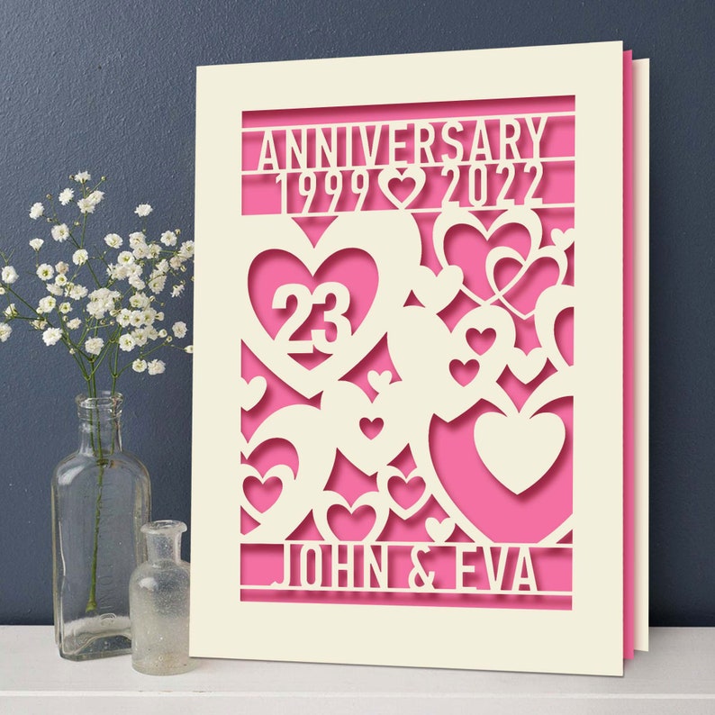 Personalized Anniversary Card with Couples Names Customized Happy Anniversary Gift for 20th 30th 50th Wedding Anniversary image 3