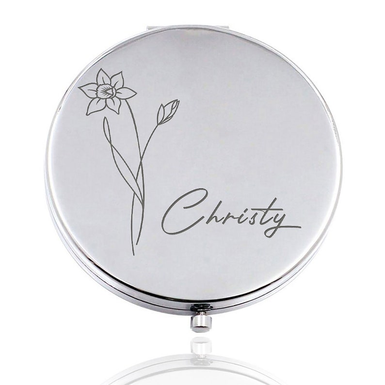 Personalized Compact Mirror Custom Birthday Pocket Mirror Gifts for Women with Birth Month Flower Birthday Gift Christmas Gift with Any Name image 7