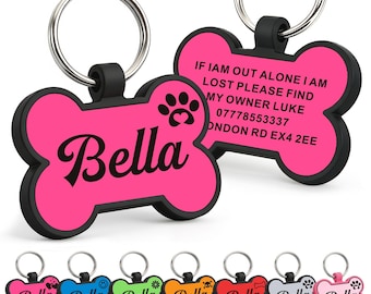 Placas de identificación para perros grabadas en EE. UU., personalizadas, con nombre y silicona para cachorros.