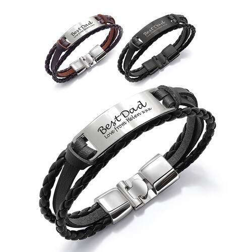 Personalized Mens Bracelets Leather Engraved Bracelet With Any - Etsy