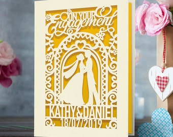 Personalised Wedding Engagement Card Laser Paper Cut | Congratulations Wedding Engagement Greeting Card Custom Gift Hand Finished in US