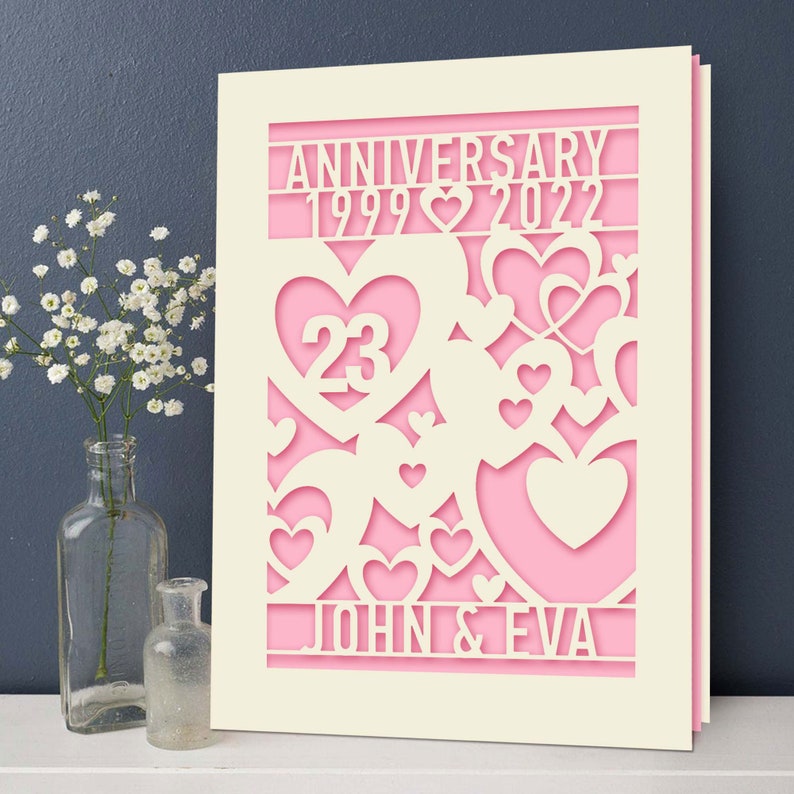 Personalized Anniversary Card with Couples Names Customized Happy Anniversary Gift for 20th 30th 50th Wedding Anniversary image 4