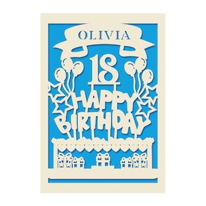 Personalized Happy Birthday Card Paper Cut Happy Birthday Card for Him Her Women Girl Boy Men Custom Gift with Envelope 16th 18th 21st 30th