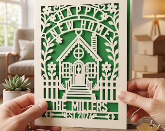 Personalized New Home Card, Laser Paper Cut Housewarming Card, Custom A5 House Warming New Home Congratulations Card Gifts