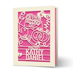 Personalized Wedding Card Custom Wedding Anniversary Card Wedding Greeting Card Laser Cut Congratulations Cards for Bride and Groom