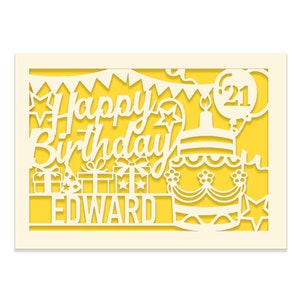 Personalized Happy Birthday Card Paper Cut Happy Birthday Card for Friends Kids Custom Birthday Gift for 16th 18th 21st 30th Birthday image 6