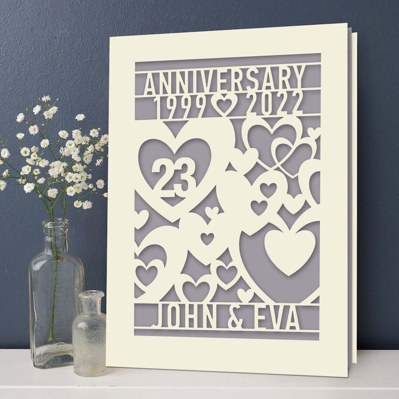 Personalized Anniversary Card with Couples Names Customized Happy Anniversary Gift for 20th 30th 50th Wedding Anniversary image 1
