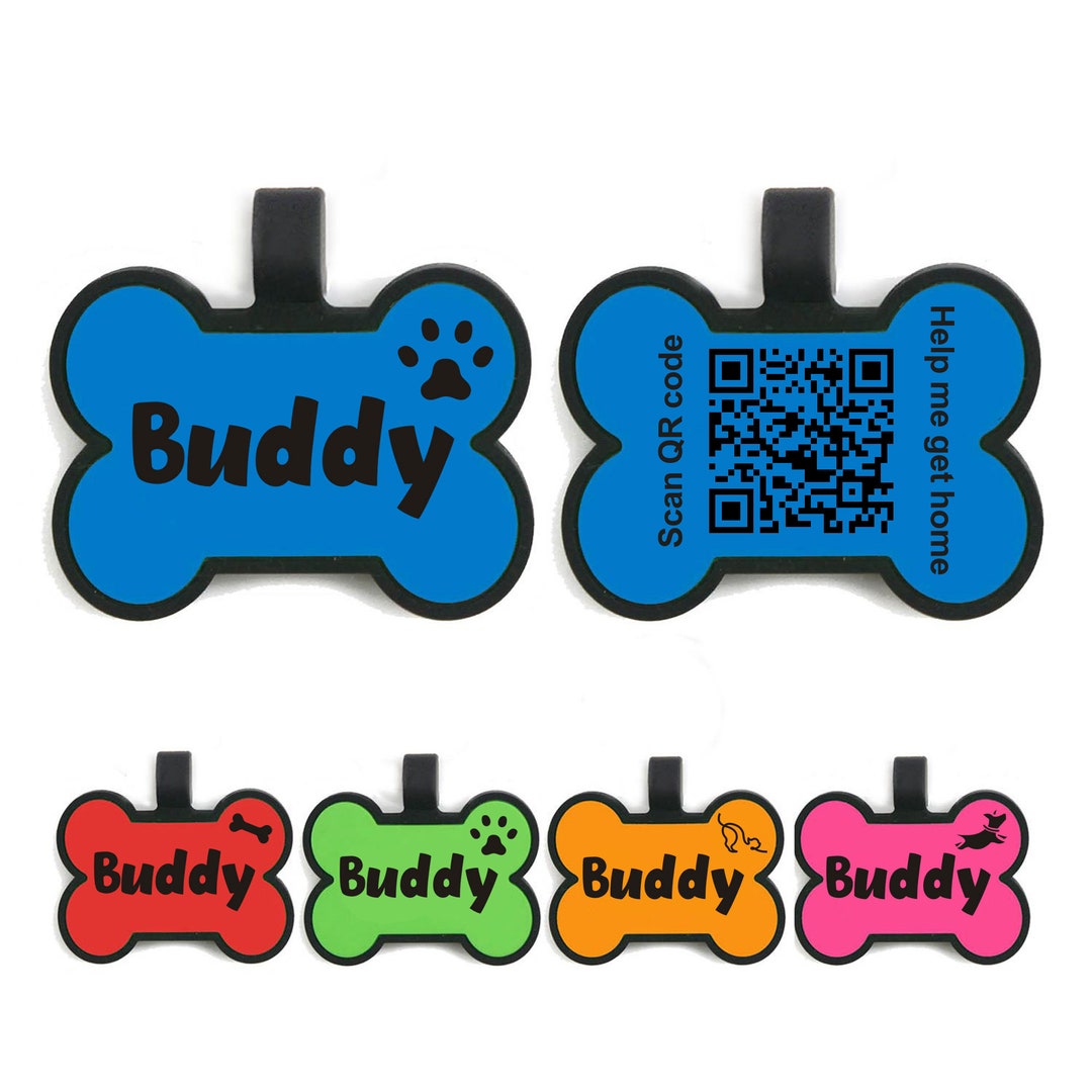 QR Code Dog Tag Personalised ID Tags for Dogs Name Tags Silent Silicone