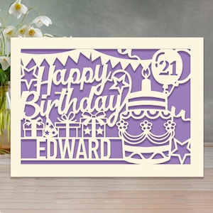 Personalized Happy Birthday Card Paper Cut Happy Birthday Card for Friends Kids Custom Birthday Gift for 16th 18th 21st 30th Birthday
