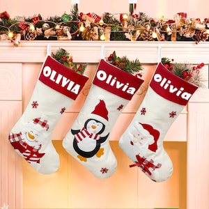 Personalized Christmas Stocking 18.5” Large Xmas Stockings Christmas Stockings with Names Christmas Tree Decorations Custom Stockings Gift