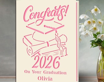 Personalised Graduation Cards for Him Her Graduates Students Congratulations Laser Paper Cut Class of 2026 Greeting Cards with Any Name
