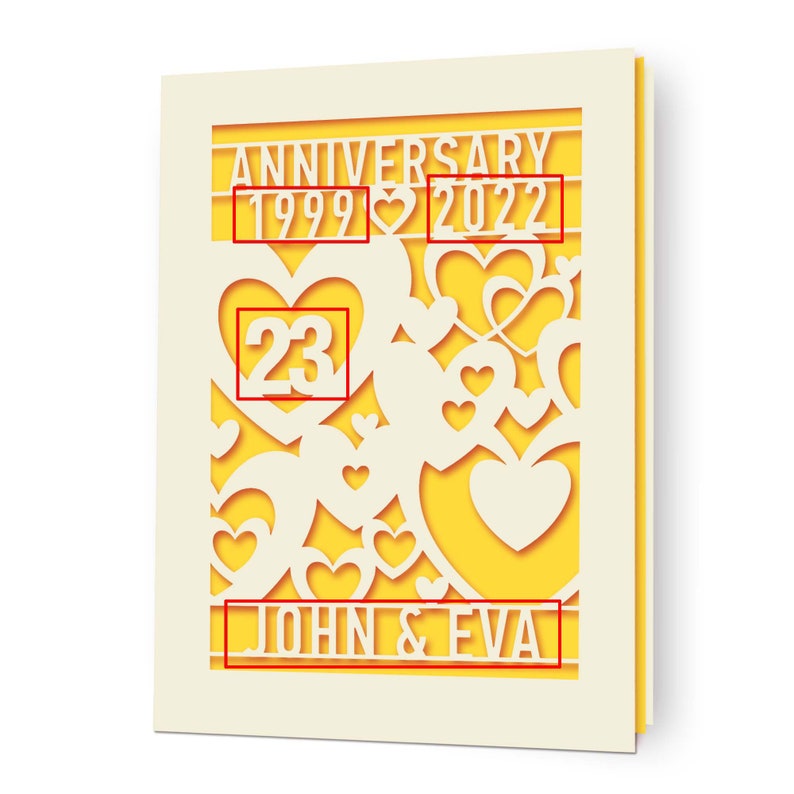 Personalized Anniversary Card with Couples Names Customized Happy Anniversary Gift for 20th 30th 50th Wedding Anniversary Gold
