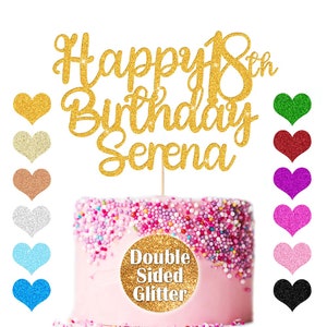Personalized Birthday Cake Topper Customized Birthday Cake Decoration with Any Name Age Multicolour Glitter Cake Topper 18th 21st 30th 50th