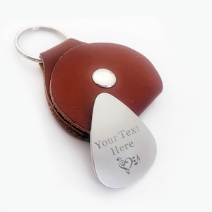 Personalized Guitar Picks Engraved Stainless Steel Guitar Plectrums with Leather Case Custom Gift for Father Boyfriend Groom Gift