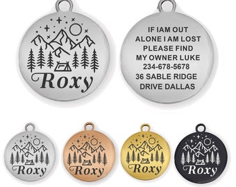 Stainless Steel Pet ID Tags Personalized  Engraved Dog Tags, Small Cat Tags, Pet Tags Puppy Name Round ID Tags Text Engraved on Both Sides