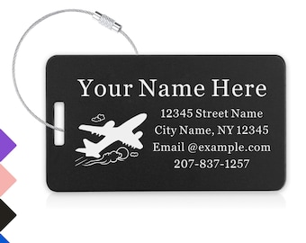 Personalized Luggage Tags for Suitcase Customized Metal Luggage Tags Laser Engraved Aluminum Luggage Tags for Backpacks Travel