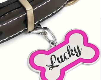 Personalized Dog Tag with Any Name & Text Dog Collar Custom Stainless Steel Dog Name Tag Bone Dog ID Tag for Puppy Pets
