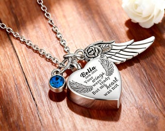 Personalized Urn Necklace for Ashes with Birthstone, Engraved Cremation Jewelry for Ashes Ashes Necklace for Women Men Custom Memorial Gifts