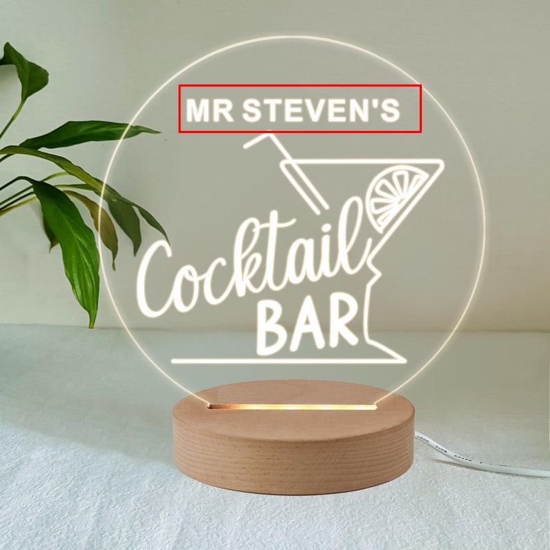 Personalized Home Bar LED Desk Table Lamp Night Light Custom Etsy