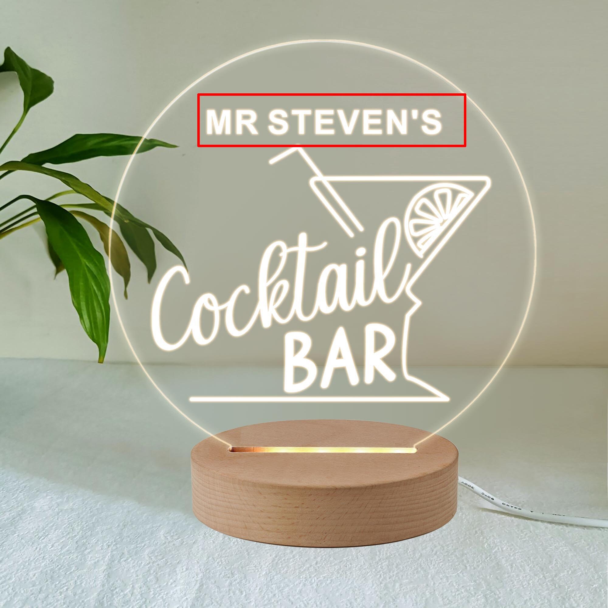 Personalised Home Bar Mini Desk Lamp, Birthday Gift for Her, Home