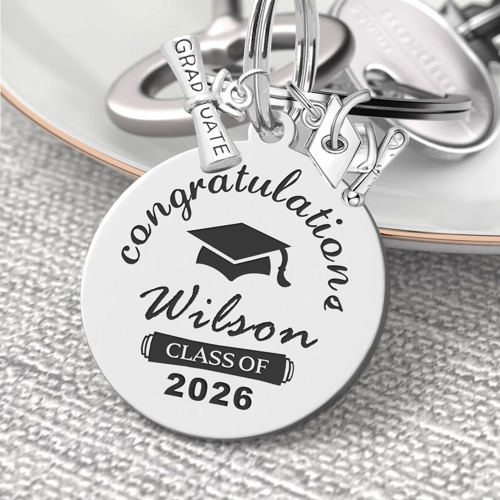Personalized Graduation Gifts Keychain for Her Him Class of 2026 ...