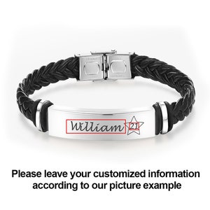 Personalized Mens Bracelets Leather Engraved Bracelet With Any Text ...