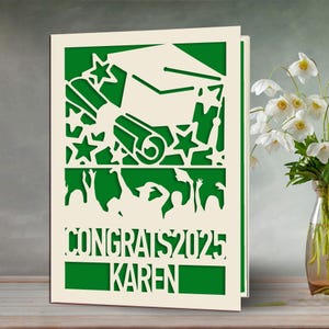 Personalized Graduation Cards for Graduates Students Friends Congratulation Laser Paper Cut Class of 2025 Greeting Card With Envelope