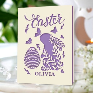 Personalized Happy Easter Cards Custom Happy Easter Gifts for Daughter Granddaughter Grandson Son Easter Cards for Wife Mum Bunny Card image 5