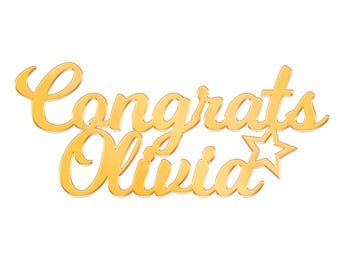 Personalized Graduation Cake Topper Class of 2026, Mirror Acrylic Congrats Cake Topper with Any Name, Graduation Decorations 2026