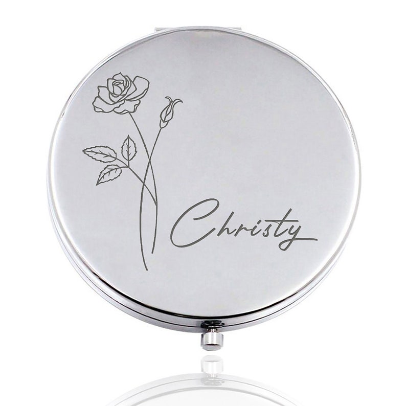 Personalized Compact Mirror Custom Birthday Pocket Mirror Gifts for Women with Birth Month Flower Birthday Gift Christmas Gift with Any Name image 10