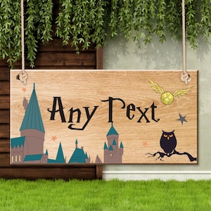 Personalized Wooden Room Gate Sign Wooden Hanging Gift Sign Plaque Magic Gift Bedroom Door Signs Wizards Welcome Muggles Tolerated Sign