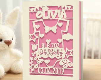 Personalized Welcome New baby Cards Engraved Birthday Cards With Any Name Any Age Personalized Paper Card For Birthday Gifts 6 Colors